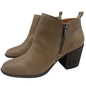 Lucky Brand Womens Shoes Leather Boots 10 Brown Leather Ankle Heeled Zip Casual